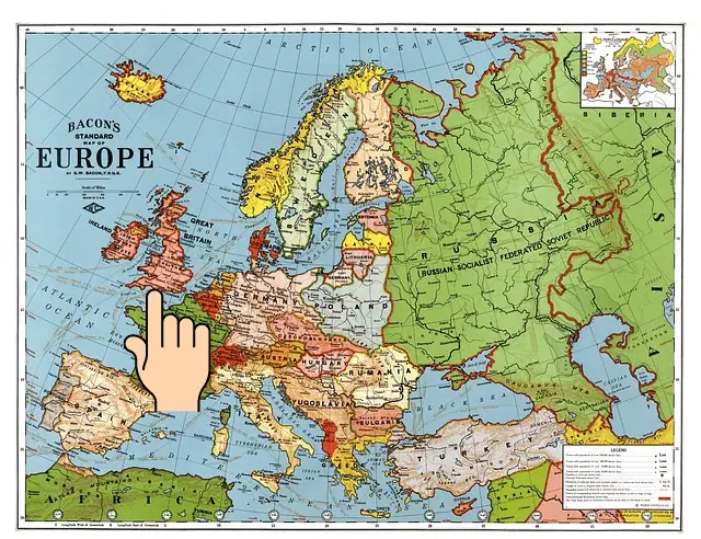 Mapa de Europa con el Reino Unido